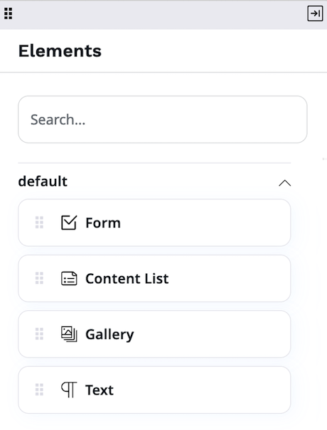 Elements menu