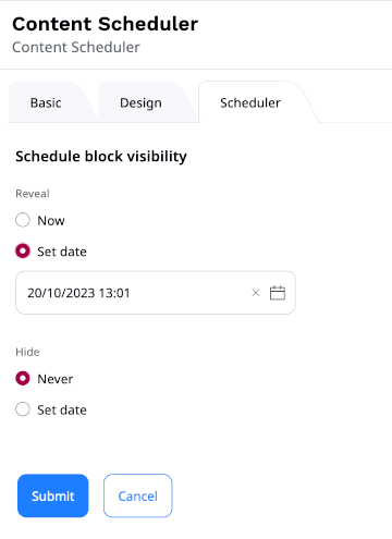 Schedule tab