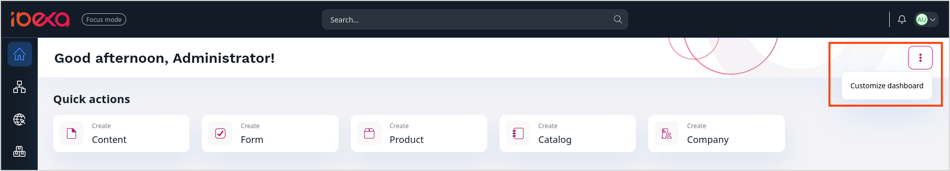 Customize dashboard - three dots icon