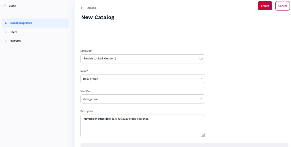 Creating a new catalog