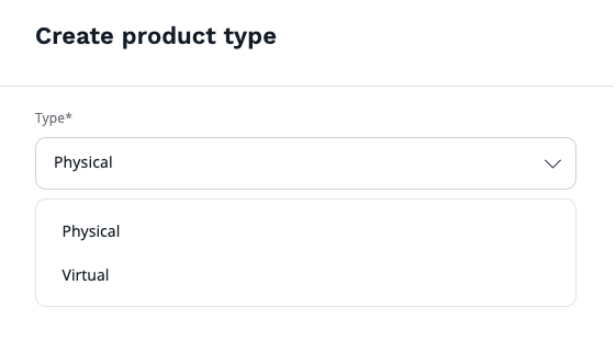 Creating virtual product type